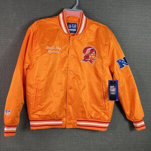 Tampa Bay Buccaneers NFL Ultra Game Mens Size Large Orange Satin Bomber Jacket